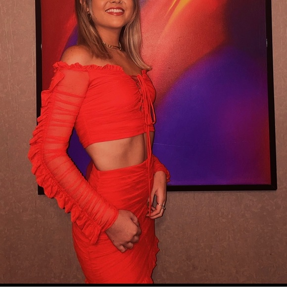 Red Ruched Set-Small - Picture 1 of 6